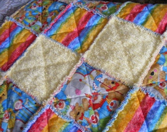 Chenille Circus Baby Rag Quilt Flannel