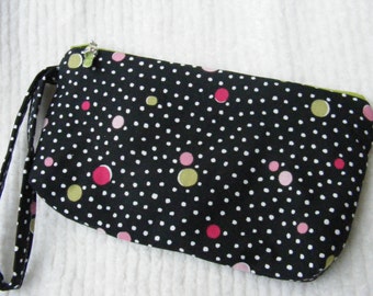 Black Dotted Wristlet with Flip Flop Charm Pull