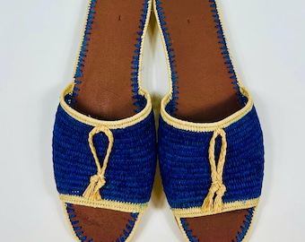 Handmade Moroccan Raffia Sandals for Women – Natural Straw Shoes & Boho Sandals