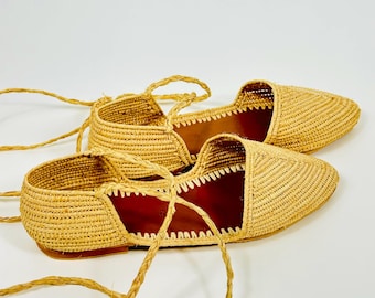 Women’s Moroccan Raffia Sandals – Handmade Straw Slippers & Boho Summer Shoes