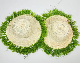 Handmade Moroccan Straw Hat – Authentic Berber Boho Wall Decor, Rustic Woven Basket Hat