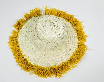 Handwoven Moroccan Straw Hat – Boho Wall Hanging, Rustic Basket Hat Art & Home Decor