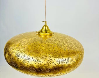 Moroccan Brass Hanging Light – Handcrafted Pendant Lamp, Boho Home Lighting