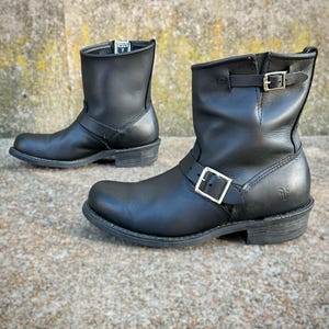 Frye Black Leather Biker Boots - Etsy display picture 1