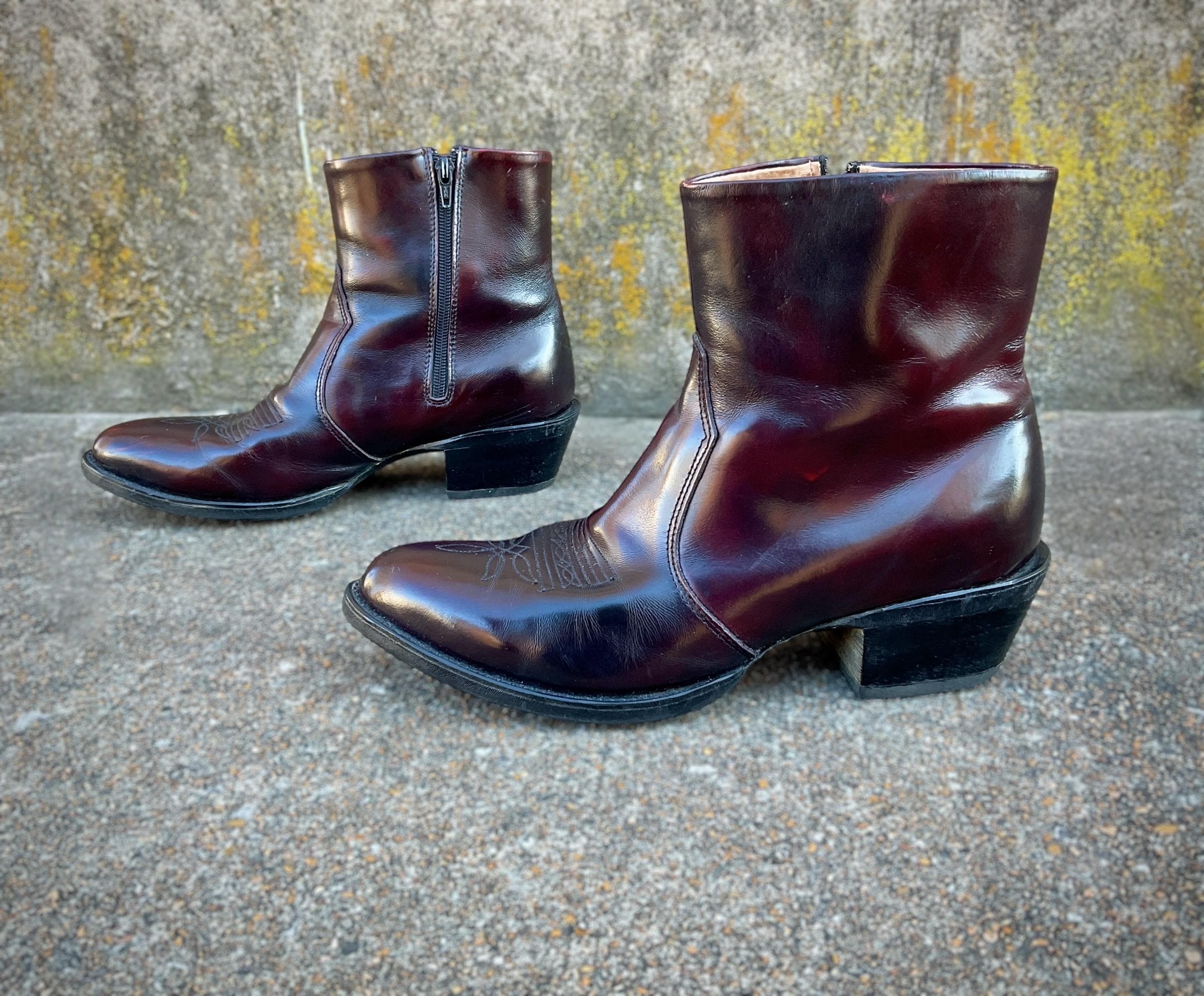 Vintage Burgundy Leather Western Style Round Toe Ankle Boots 7.5 WYLDA STYLE STEALS | Leather Ankle Boots – LINEA Paolo Shoes main image 2