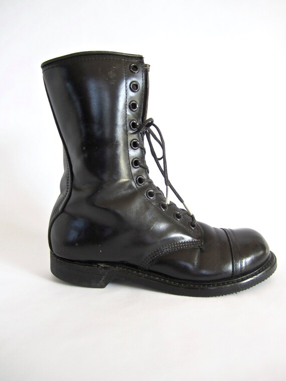 black combat boots women's leather