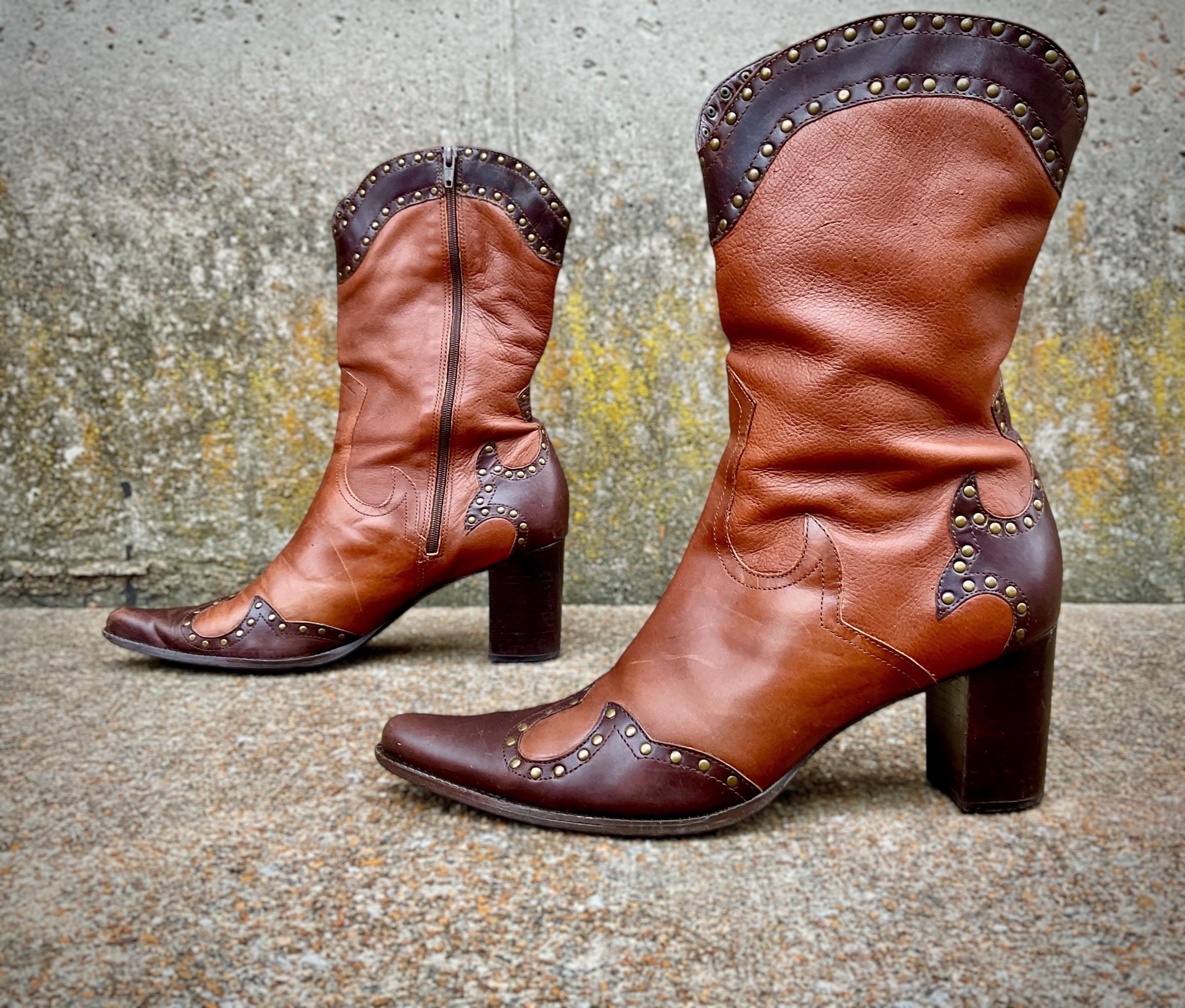Vintage Studded Boots - Etsy