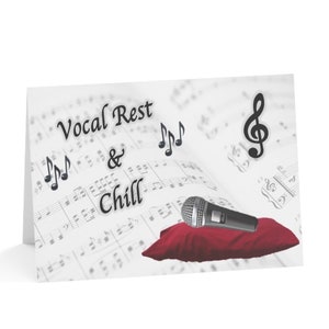 Vocal Rest & Chill, Karta dla śpiewaka teatralnego, Prezent dla dziecka w dramacie aktorskim, Karta do musicalu, Broadway, Showtune Kartki okolicznościowe (1, 10, 30 i 50 szt.)