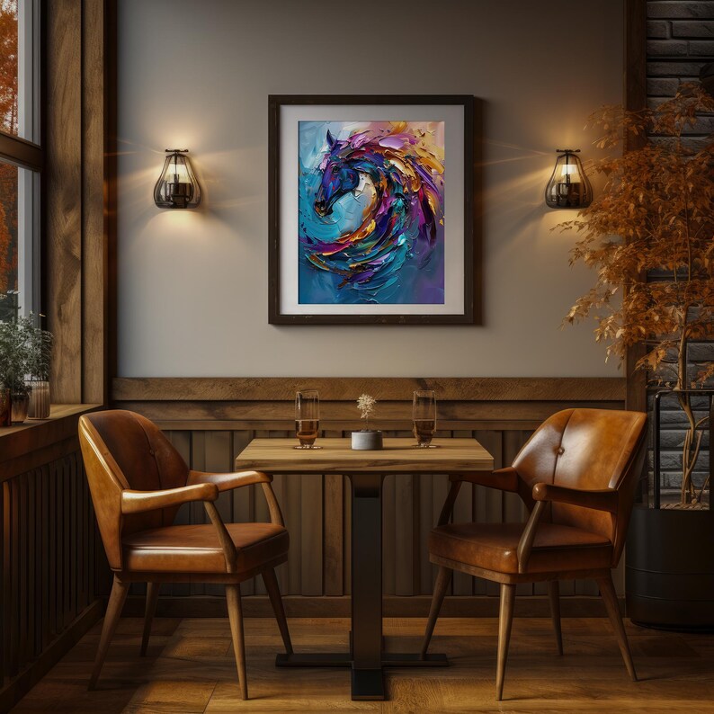 Feng Shui Inspired Lucky 7 Horse Art Print Attract Good Fortune