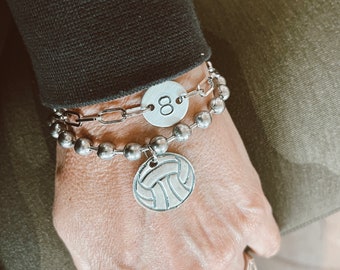 Sterling Silver Water Polo / Volleyball Charm Bracelet Combo