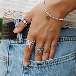 Stainless Steel Adjustable Star Fish Ring - Waterproof - Anti Tarnish -  - Mothers Day  - Heart Ring - Shell Lover - Ocean Lover Gift