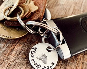 Hand Stamped Rainbow Keychain - After Every Storm
