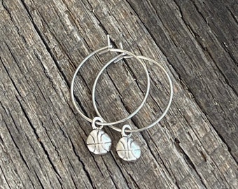 Sterling Silver Mini Basketball Hoop Earrings