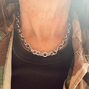 Overstock SALE Stainless Steel Chunky Chain Statement Necklace - Open Link