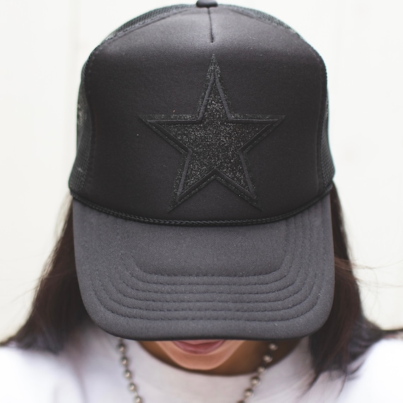 Sparkle Black Star - Black on Black - Trucker Hat - Etsy
