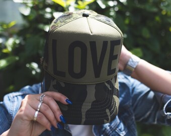 Best Go To Trucker Hat - LOVE Camo Hat