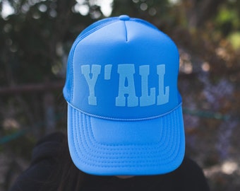 Y'ALL Blue Trucker Hat - Perfect for Summer