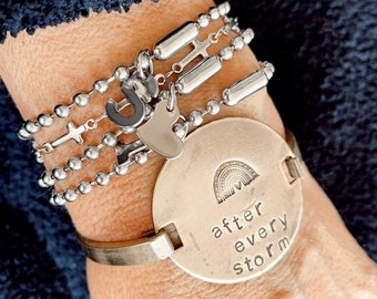 Hand Stamped Brass Bracelet - After Every Storm