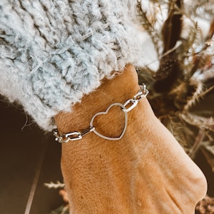 Stainless Steel Open Heart Bracelet