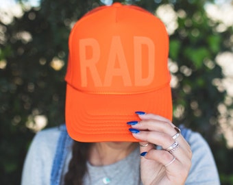 Perfect for Summer, Orange on Orange RAD snap back Trucker Hat