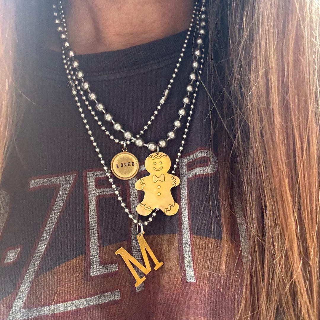 Holiday Necklace Cutest Gingerbread Man Necklace Brass Gingerbread Man ...