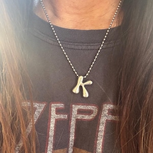 Stainless Steel Initial Necklace - Waterproof Bead Chain