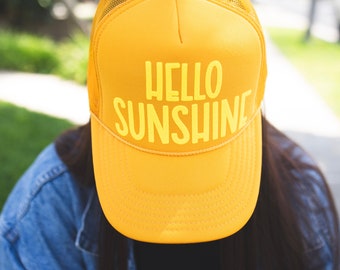 Perfect for Summer, Yellow on Yellow  Hello Sunshine  snap back Trucker Hat