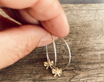 Bow Charm Hoop Earrings