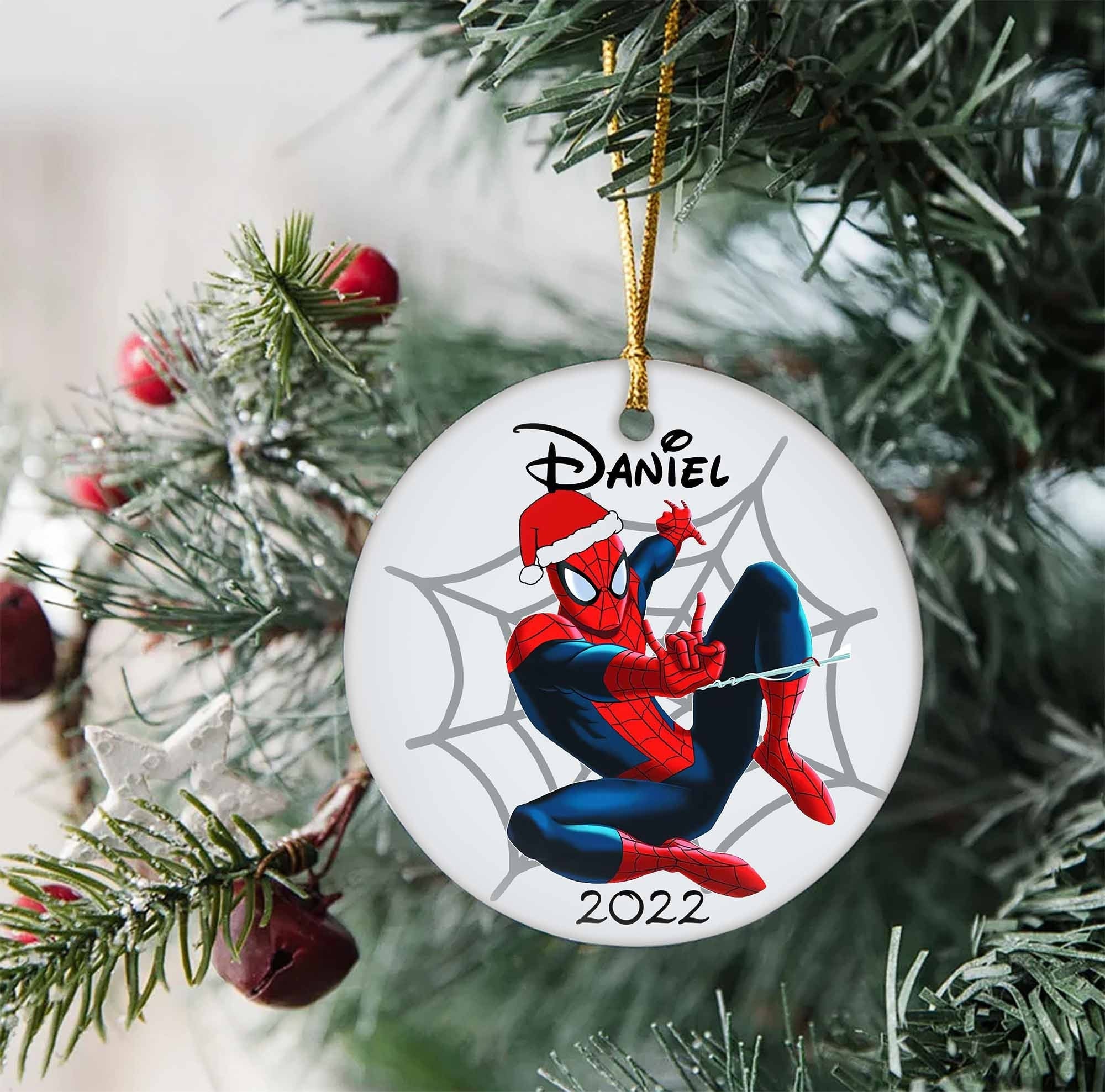 Personalized Spiderman Christmas Ornament, Spiderman Ornament, Personalized Marvel Ornament