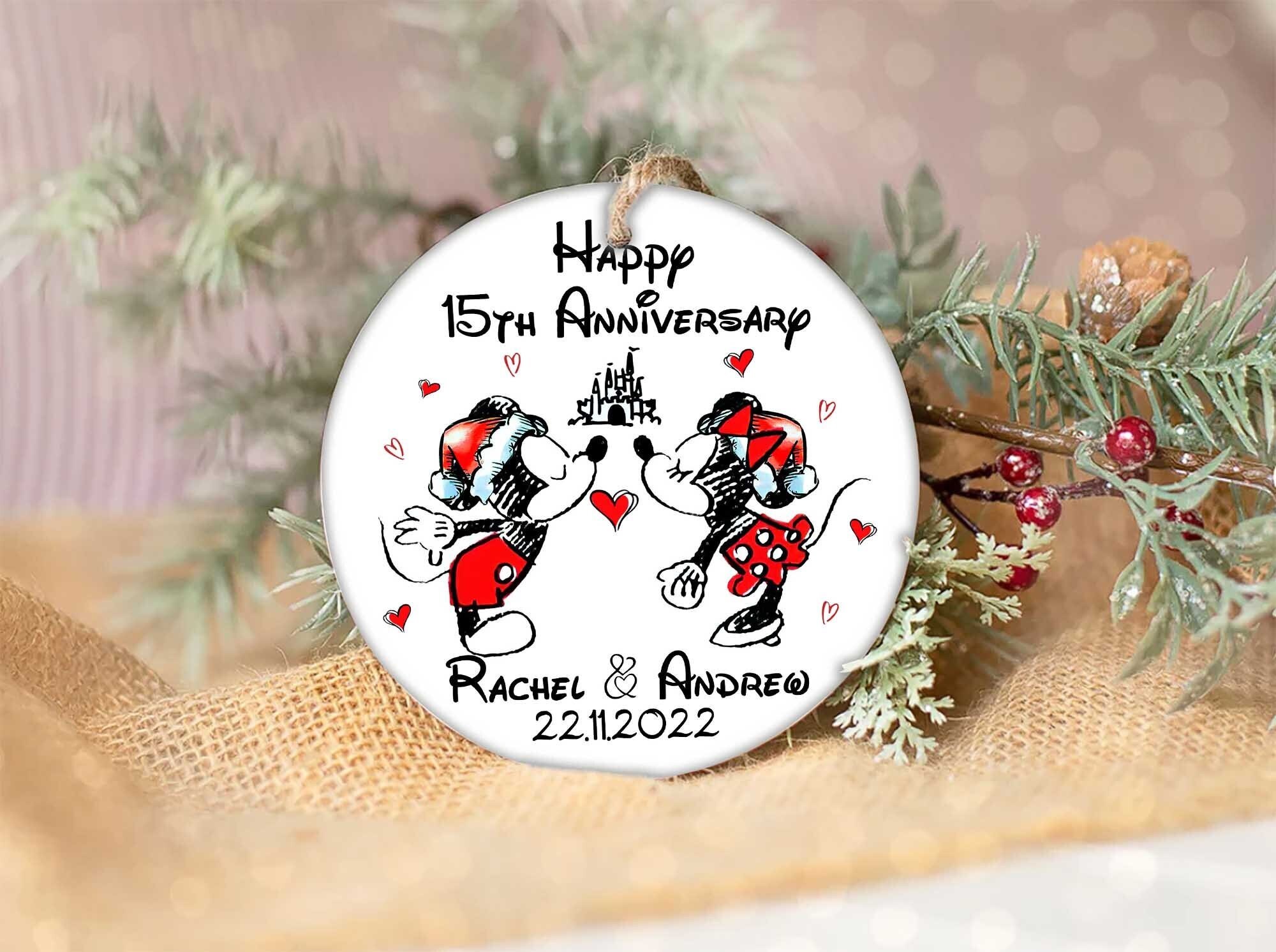 Discover Anniversary Disney Ornament, Personalized Mickey and Minnie Ornament, Our First Christmas Ornament