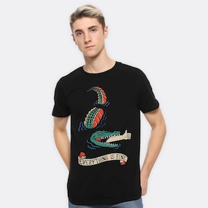Everything is Fine Crocodile Funny T-Shirt, Men&#39;s and Women&#39;s Sizes