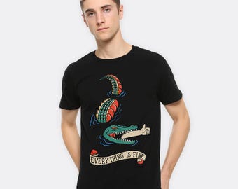 Everything is Fine Crocodile Funny T-Shirt, Men's and Women's Sizes