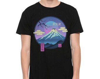 T-shirt japonais Vaporwave du mont Fuji, tailles homme et femme