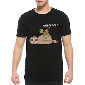 Sloth with Turtle and Snail T-Shirt, Men&#39;s and Women&#39;s Sizes