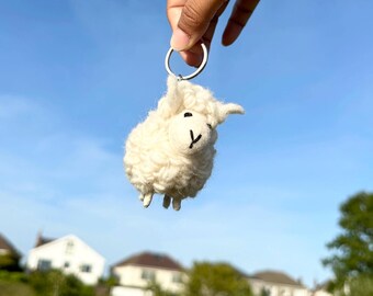 Needle Felted Sheep Keychain: Fair Trade Wool Ornament