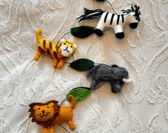Handmade Felt Safari Animal Garland: Jungle Nursery Decor