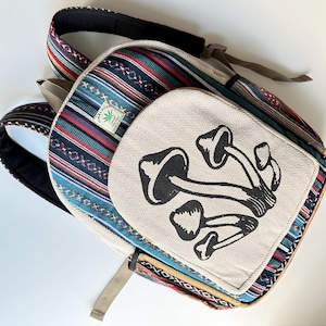 Handmade Himalayan Hemp Bag | Printed Hemp Backpack | Nepal Hemp Bag | Eco Friendly Backpack | Organic Cotton and Rucksack | Handmade Bag