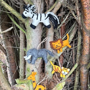 Handmade Felt Safari Animal | Needle Felt Jungle Safari Animal | African Safari Animal Ornament | Fair Trade Ornament | Christmas Ornaments