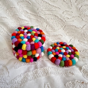 Felt Coasters Set of five | Multi Colored Felt Coasters | Fair Trade Tea Coasters| Colorful Felt Coaster | Tea Cup Coaster|Table Mat Coaster