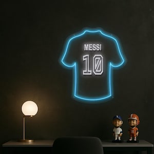 Custom Soccer Jersey Neon Sign,Soccer Room Decor, LED Lights,Soccer Neon Sign Bedroom,Soccer Player Gifts,Gift for him, FIFA, Messi, Ronaldo