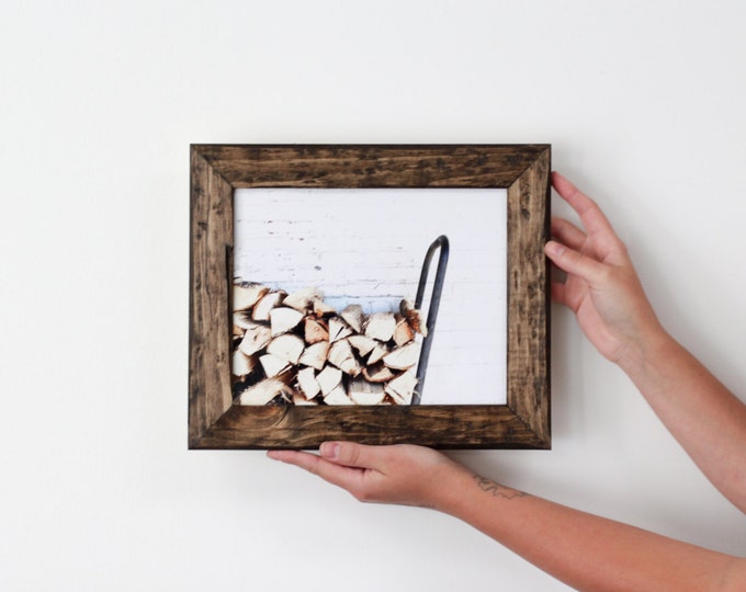 8x10 Dark Brown Picture Frame . Distressed Style . Handmade Etsy