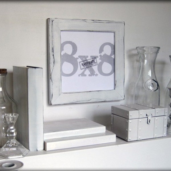 8x8 white picture frame . handmade picture frames . distressed white style
