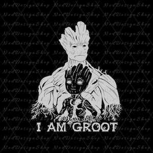 Jestem Groot Svg, Plik cyfrowy Groot Svg, Baby Groot png, Koszulka Jestem Groot Svg, Groot Clipart, Png do sublimacji, Jestem Groot Cricut Design