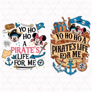 Bundle Pirates Svg Png, Yo Ho Yo Ho A Pirate&#39;s Life For Me, Family Vacation Svg, Couple Trip, Magical Kingdom Svg, Mouse and Friend Pirates