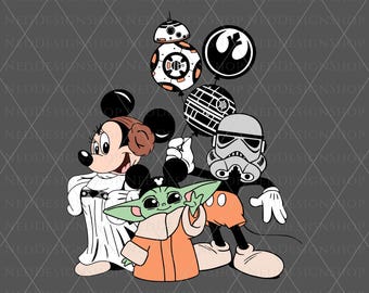 スターウォーズ ミッキーミニー ベビーヨーダ SVG PNG、ミッキーと