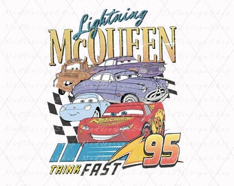 Retro Cars Png, Lightning McQueen Png, Think Fast Cars Png, Png Cars Sublimation Design, Only Png, Digital File, Instant Download