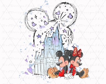 Mouse Ear Castle Png, Watercolor Castle Clipart Png, Magical Kingdom Png, Retro Colorful Castle, Sublimation Design Png, Instant Download