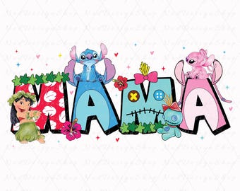Stitch Mama Png, Mama Cartoon Movie Png, Family Vacation Png, Retro Mama Png, Mom Shirt Png, Custom Mom Png, Gift For Mother's Day Png