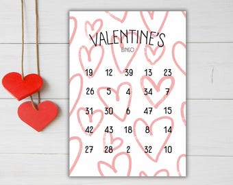 Valentine's Day Bingo 50 BingoCards Kids activity Family game Valentine's  Day  Printable, Digital Download Unique bingo cards LOVE Bingo