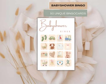 Baby shower bingo| 50 ready-to-use baby bingo cards| prefilled baby bingo cards| babyshower activity| baby shower bingo game| vintage